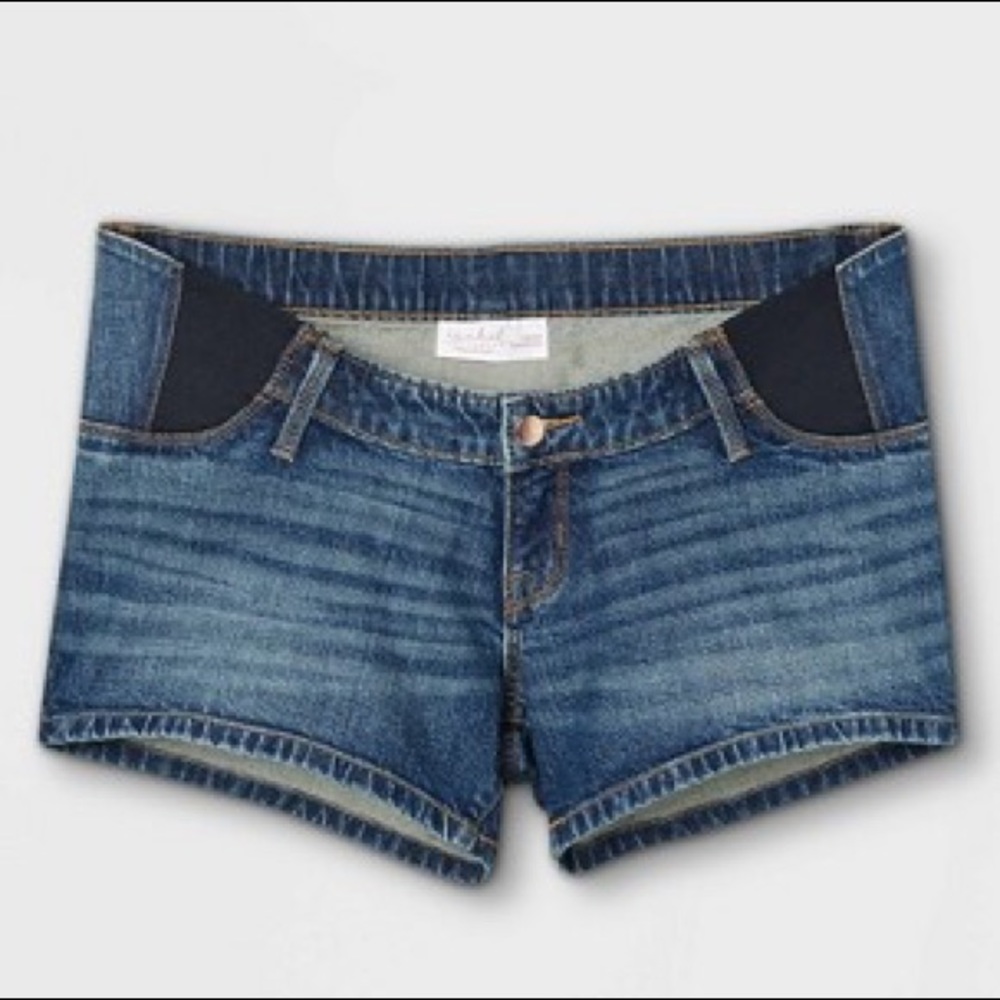 Isabel Side Panel Maternity Jean Midi Shorts